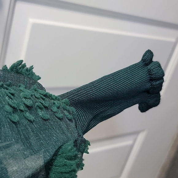 Green High Neck Ribbed Long Sleeve Sweater Fitted Stretchy  Midi Dress Small - Picture 8 of 9